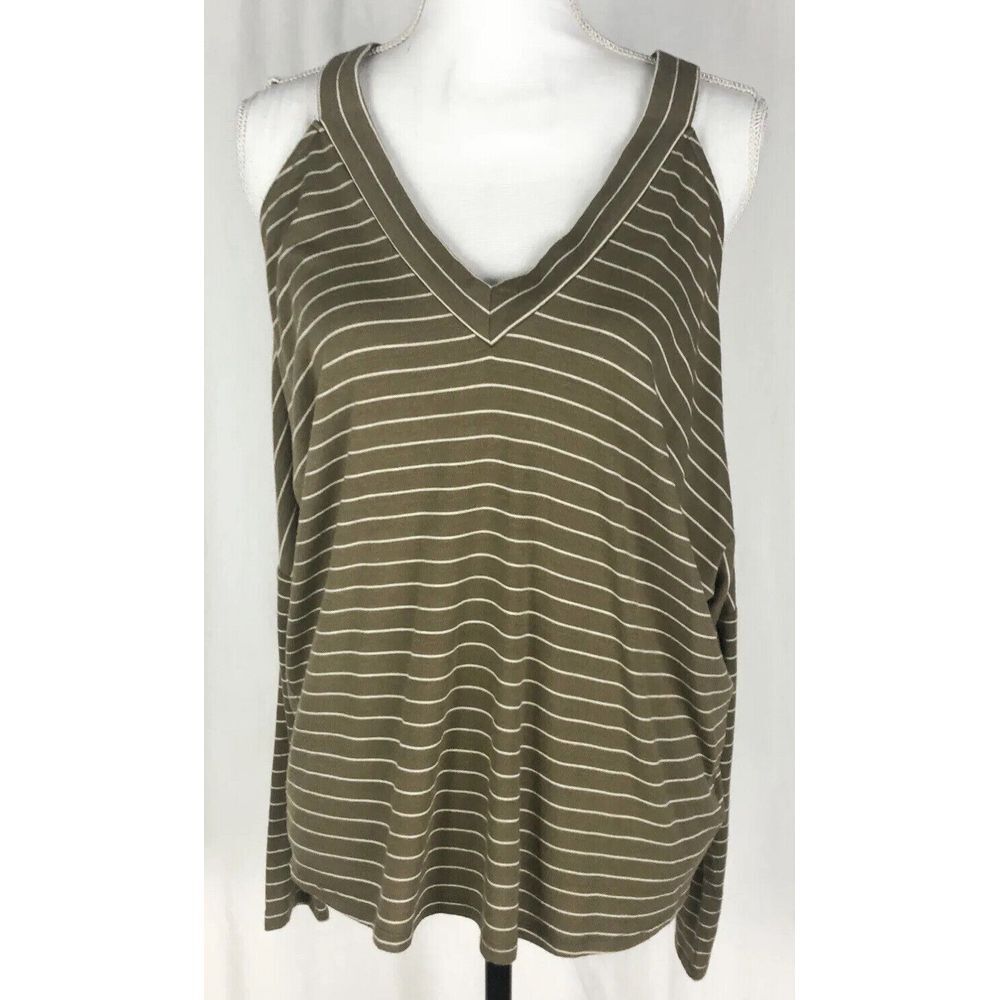 Express Women's Top Cold Shoulder Green White Striped Size SP Long Sleeve